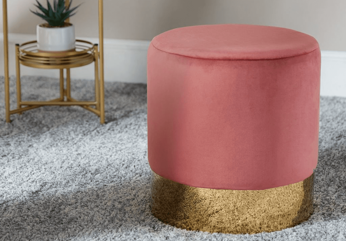 A stunning velvet pink stool is now available in Penneys for just €26… go, go, go!