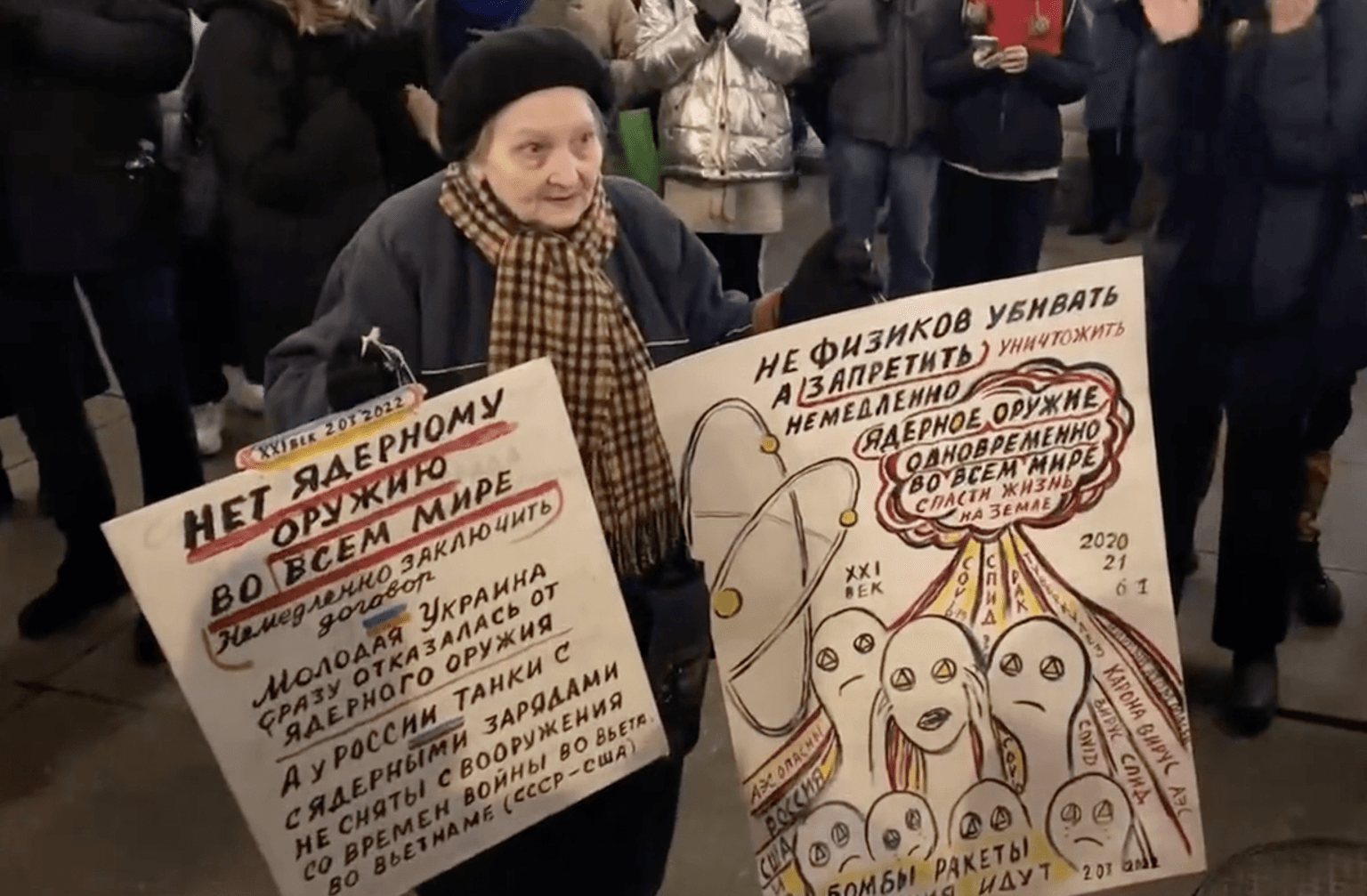 WATCH: Moment an elderly Russian woman is arrested at anti-war protest