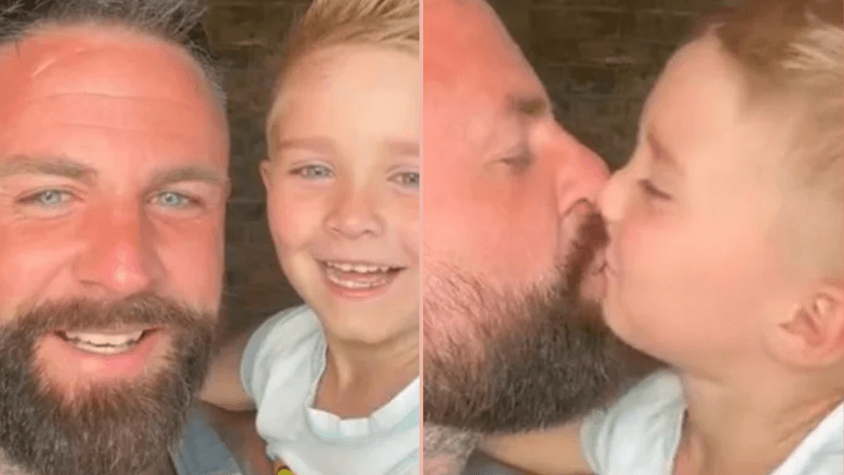 Dad hits back after vile trolls slam him for kissing his 5-year-old son on lips Dad hits back after vile trolls slam him for kissing his 5-year-old son on lips