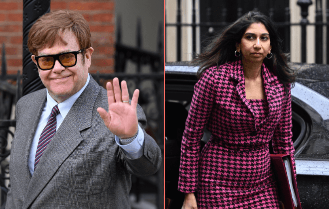 Elton John slams Suella Braverman’s comments about LGBTQ+ refugees Elton John slams Suella Braverman’s comments about LGBTQ+ refugees