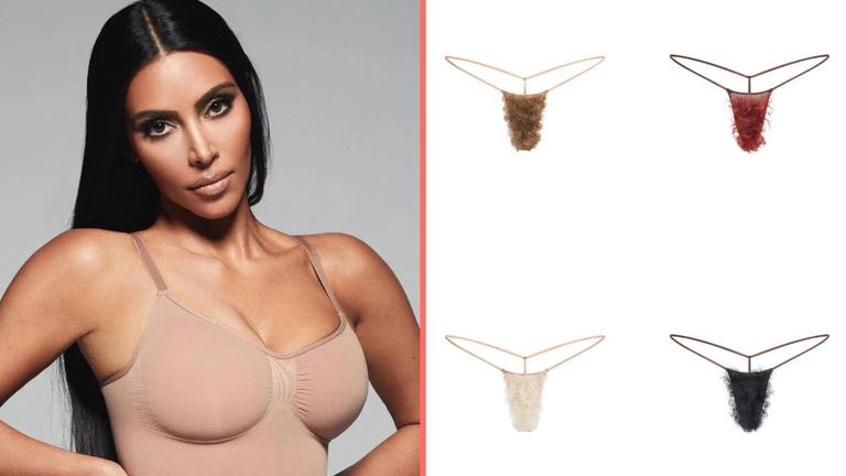 Kim Kardashian launches new thong line featuring faux pubic hair Kim Kardashian launches new thong line featuring faux pubic hair